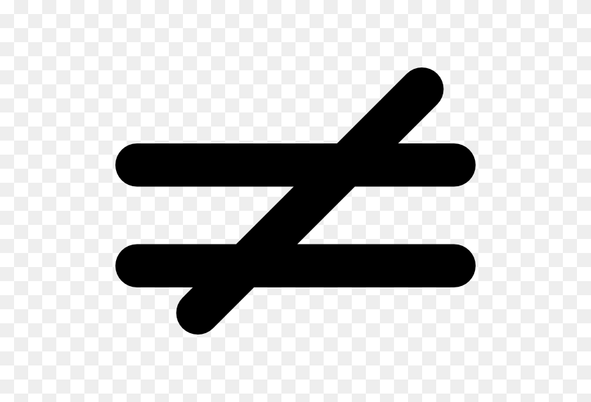 512x512 Not Equal, Mathematics, Binary Relations, Symbols, Maths, Signs - Equal Sign PNG