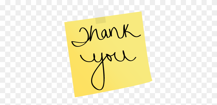 341x346 Note Thank You Yellow Sticky Note With The Words Thank You On It - Note PNG