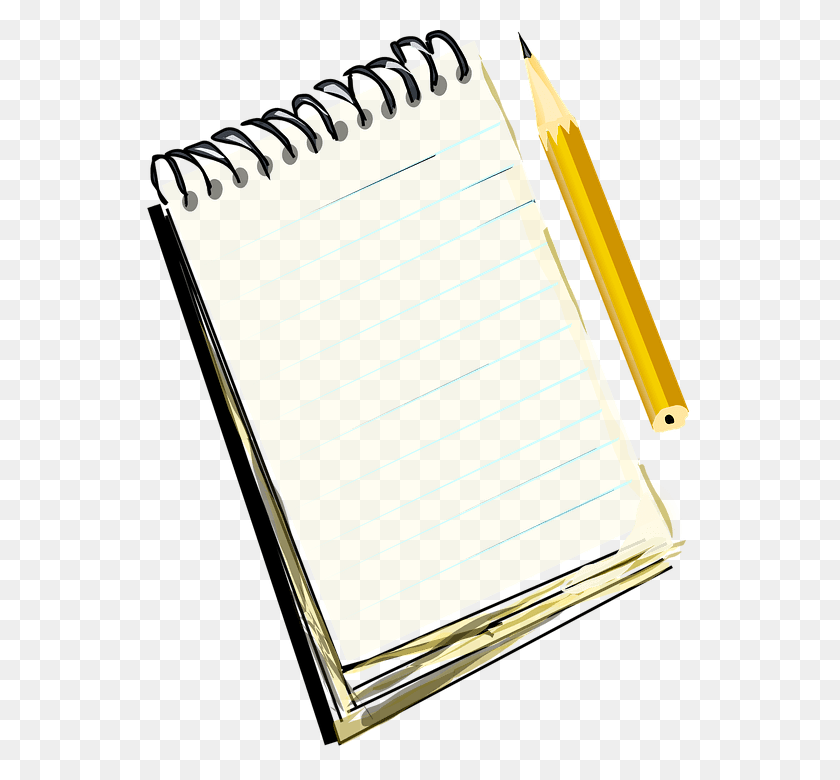 545x720 Notebook And Pencil Transparent Png - Notebook PNG
