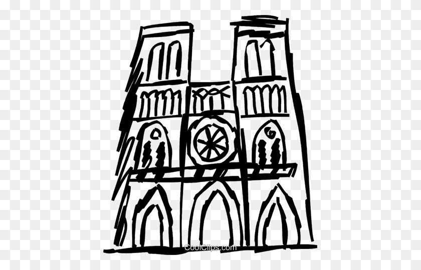 427x480 Notre Dame Royalty Free Vector Clip Art Illustration - Notre Dame Clipart