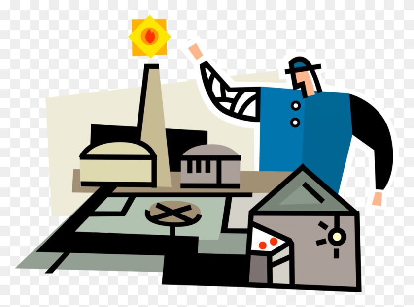 967x700 Nuclear Power Technician With Electricity - Nuclear Power Plant Clipart