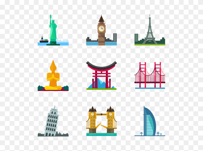 600x564 Numbers Free Icons - World Landmarks Clipart