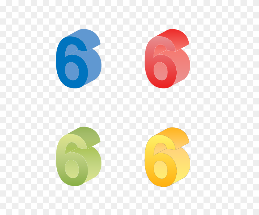640x640 Цифры Номер D Буквы Желтый Зеленый Синий Красный - Номер 6 Клипарт
