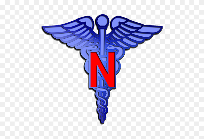 512x512 Enfermera Médica Azul Caduceo Símbolo De Imagen Prediseñada - Enfermera Símbolo De Imágenes Prediseñadas