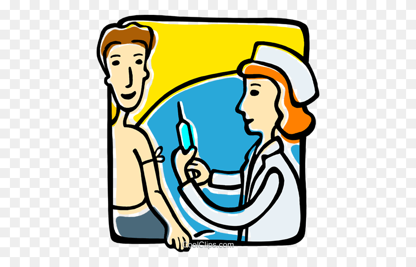 450x480 Nurse With A Needle Royalty Free Vector Clip Art Illustration - Treatment Clipart