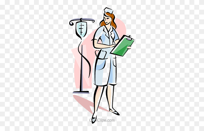 269x480 Nurse With Iv Royalty Free Vector Clip Art Illustration - Royalty Free Clipart
