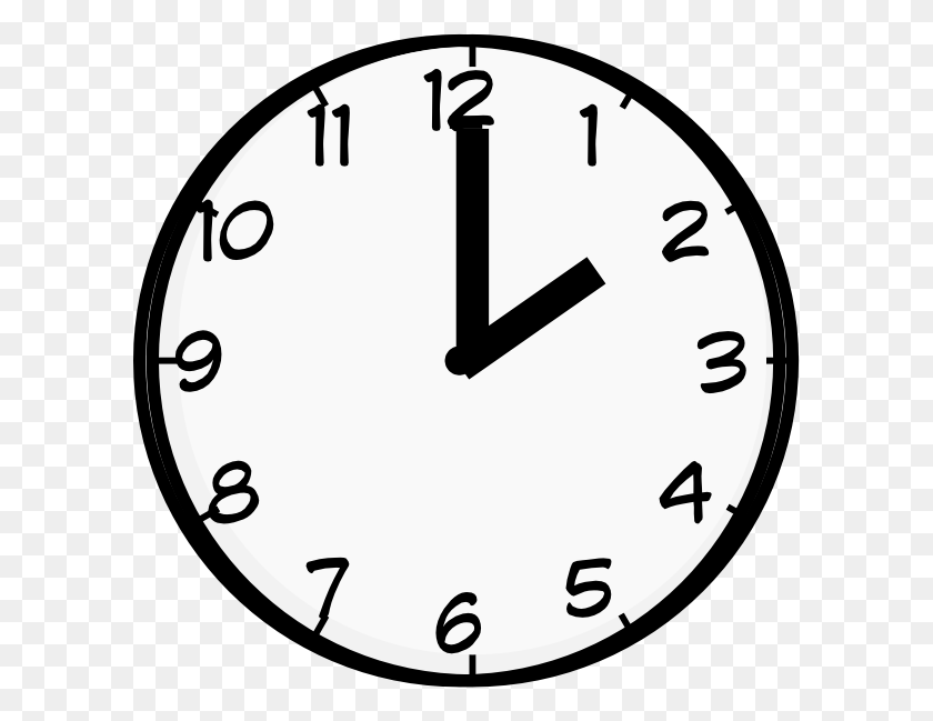 600x589 O Clock Clipart - Clipart De Tiempo En Blanco Y Negro