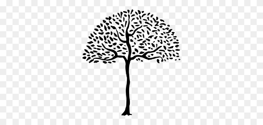 313x340 Oak Drawing Tree Black And White Download - White Tree Clipart