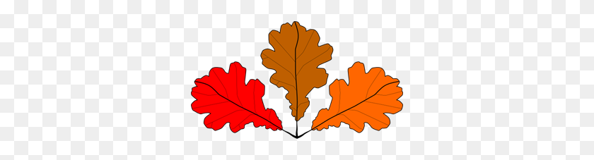 300x167 Oak Leaves Png, Clip Art For Web - Oak Leaf Clipart Black And White