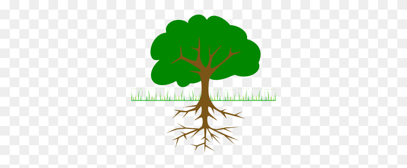 300x287 Oak Tree Silhouette With Roots - Oak Tree Silhouette PNG
