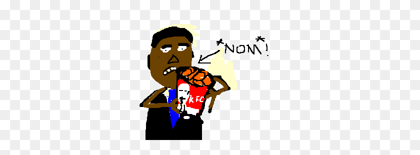 300x250 Obama Is Trying To Resist Eating Kfc Bucket Drawing - Kfc Bucket PNG