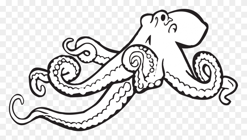 2000x1066 Octopus Clip Art Free Vector In Open Office Drawing - Toothbrush Clipart Black And White