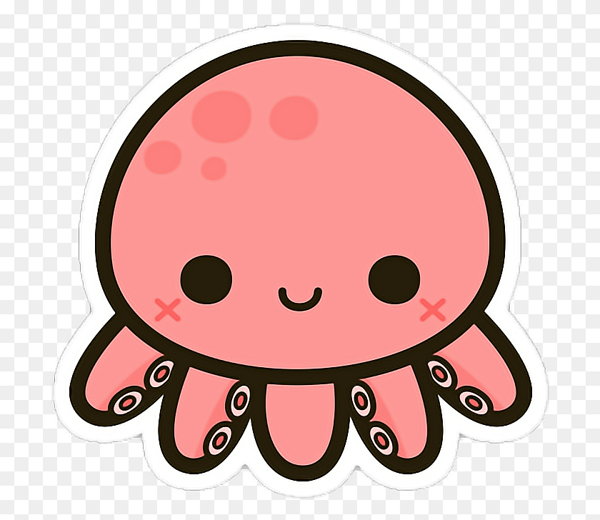 698x668 Octopus Cute Tentacles Pink Kawaii Smile Animal Nature - Tentacles Clipart