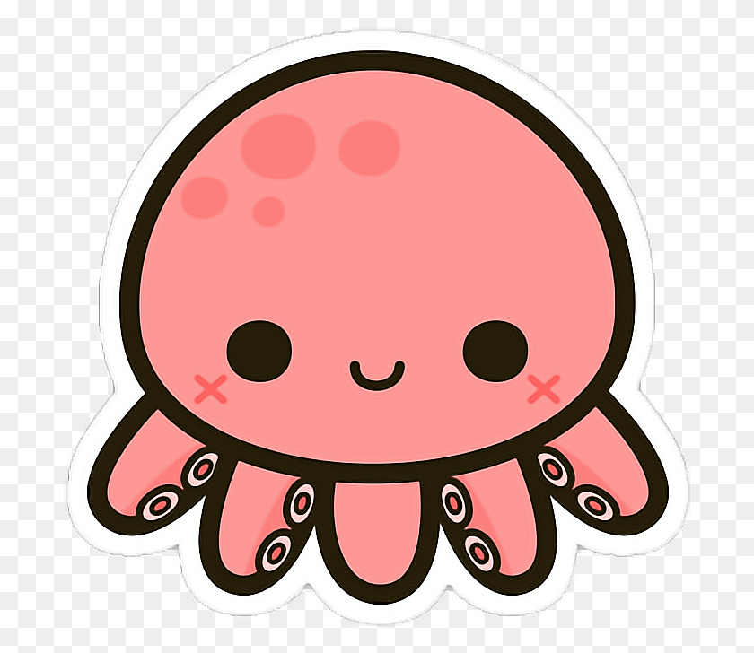 698x668 Pulpo Lindo Tentáculos De Color Rosa Kawaii Sonrisa Animal De La Naturaleza - Tentáculos De Imágenes Prediseñadas