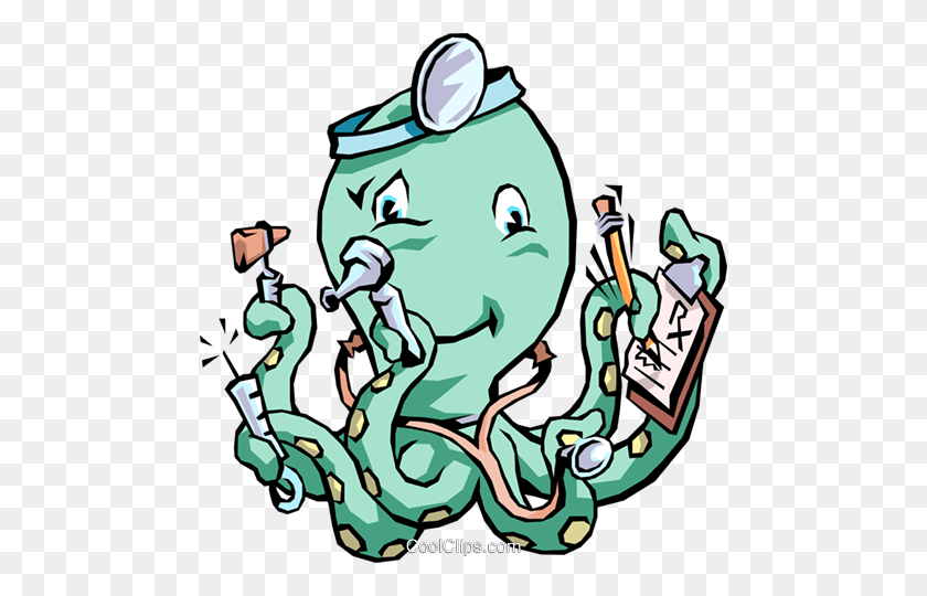 478x480 Octopus Doctor Royalty Free Vector Clip Art Illustration - Octopus Clipart PNG