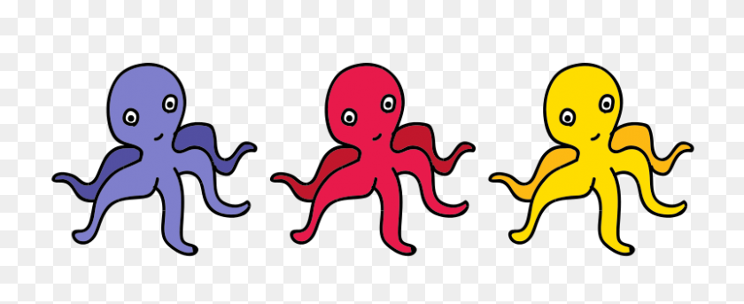 800x291 Осьминог Free To Use Clipart - Purple Octopus Clipart