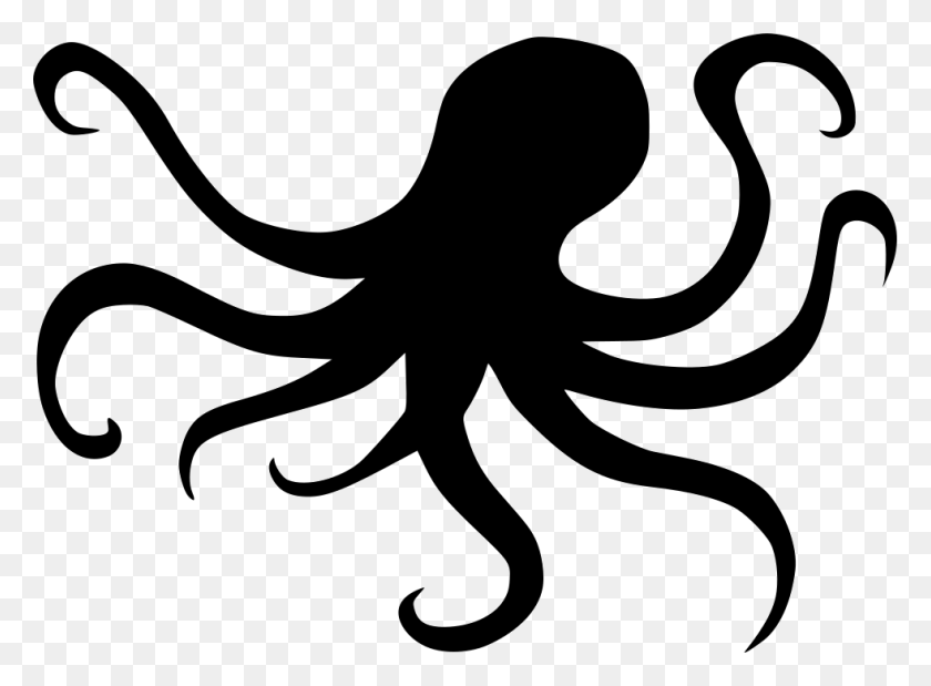 981x704 Octopus Png Black Transparent Images - Octopus Black And White Clipart