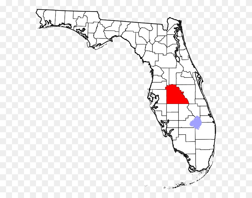 601x599 Флориды С Выделением Округа Полк - Контур Флориды В Png