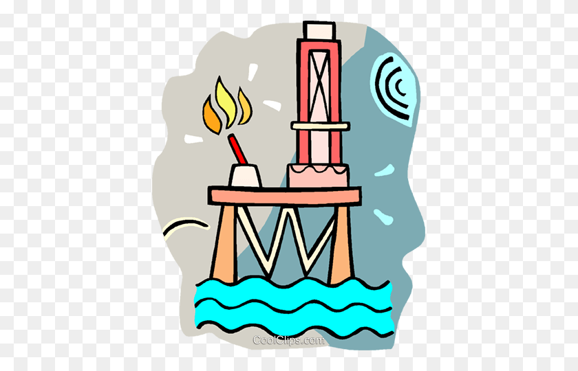 397x480 Off Shore Oil Well Royalty Free Vector Clip Art Illustration - Shore Clipart