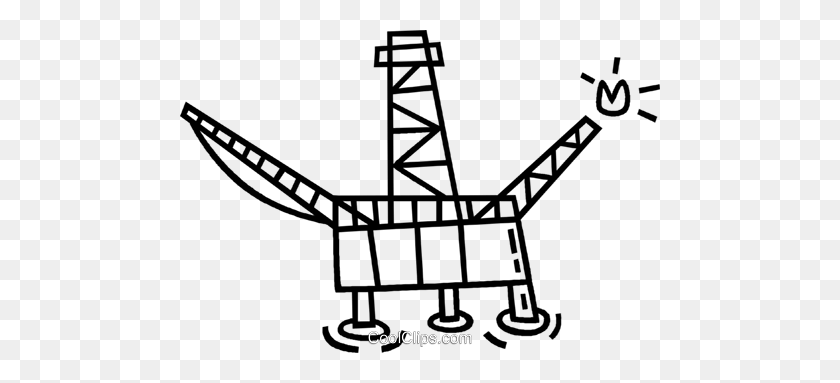480x323 Off Shore Oil Well Royalty Free Vector Clipart Illustration - Oil Well Clipart