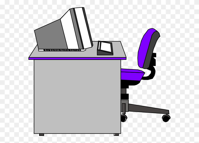 600x546 Office Desk Clip Art - Office Clipart