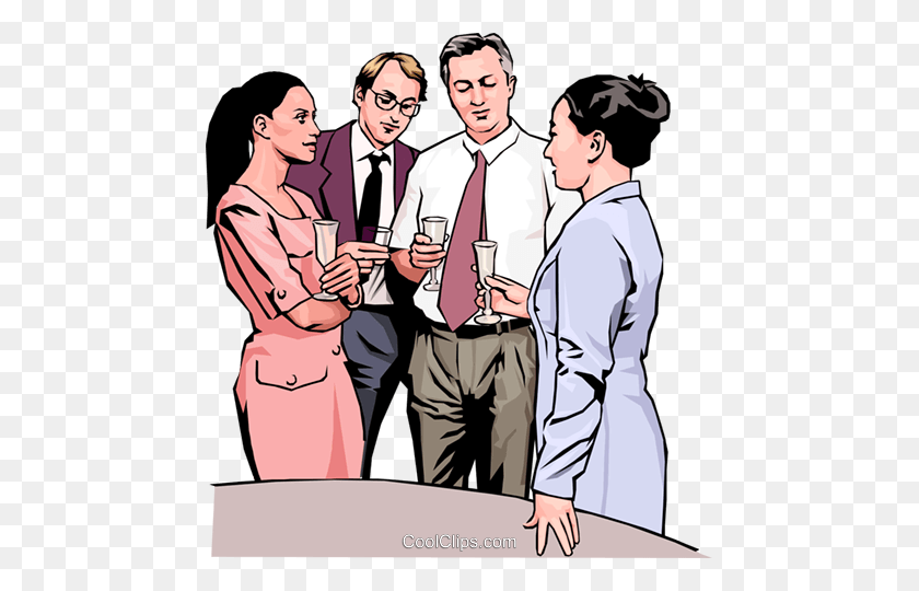 463x480 Office Party Discussion Royalty Free Vector Clip Art Illustration - Teacher Talking Clipart
