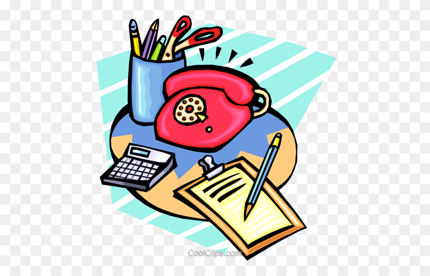 474x480 Office Stationery Items Royalty Free Vector Clip Art Illustration - Objects Clipart