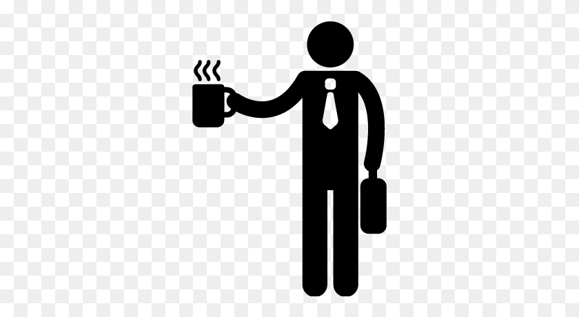 283x400 Office Worker Silhouette With Coffee Cup Vector - Coffee Cup Silhouette PNG