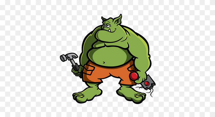 400x400 Ogre With Bat And Chain Transparent Png - Ogre Clipart
