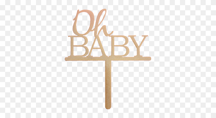 Oh Baby Cake Topper - Destellos plateados PNG