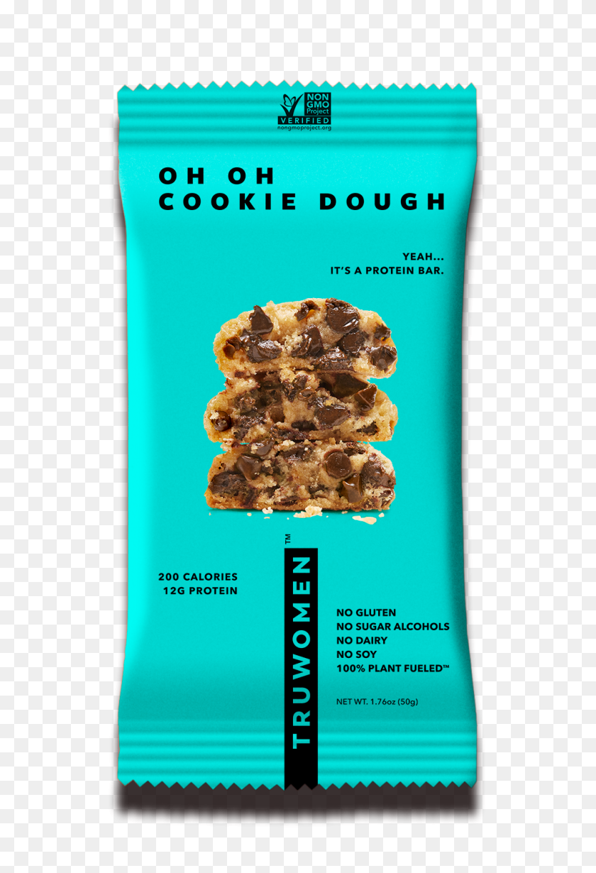 1000x1500 Oh Oh Cookie Dough Tru Women Nutrition And Protein Bar - Chocolate Chip Cookies PNG