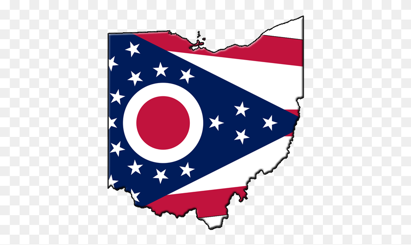 404x441 Estado De Ohio Con Bandera - Ohio Png
