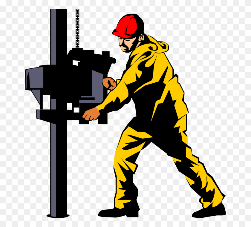672x700 Oil Rig Derrick Worker Drills For Oil - Drilling Rig Clipart