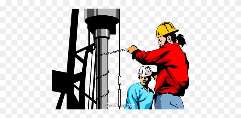 480x354 Los Trabajadores De La Plataforma Petrolera Libre De Regalías Vector Clipart Ilustración - Imágenes Prediseñadas De La Plataforma De Perforación