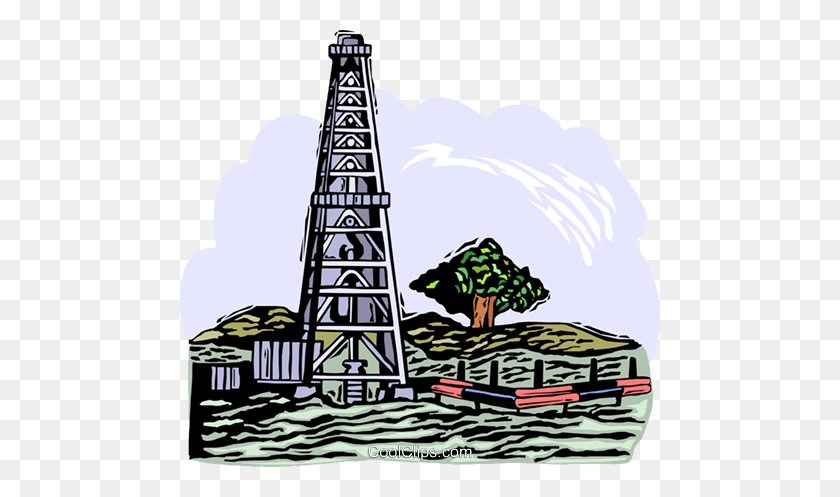 480x437 Oil Well Royalty Free Vector Clip Art Illustration - Oil Well Clipart