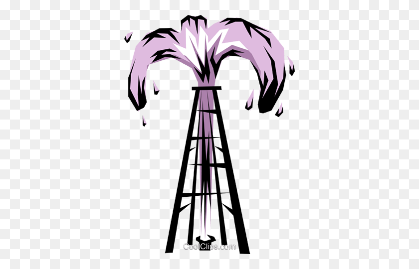342x480 Oil Wells Royalty Free Vector Clip Art Illustration - Oil Well Clipart