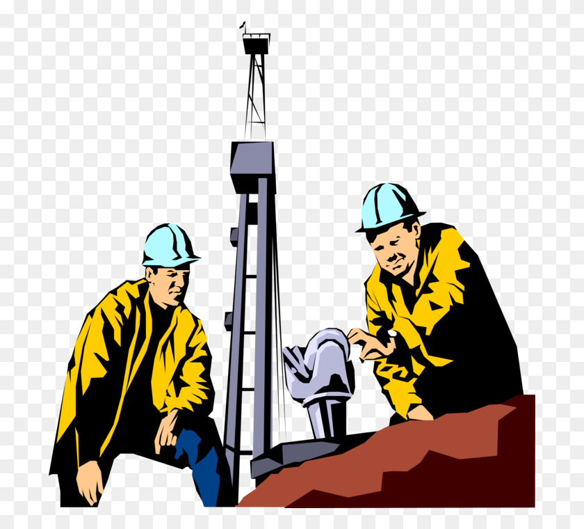 700x700 Oil Workers With Drill Bit And Derrick - Drilling Rig Clipart