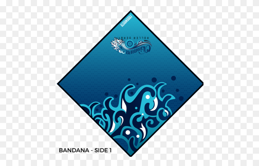 480x480 Okinawa Roller Derby Bandana Boca De Rana - Pañuelo Azul Png