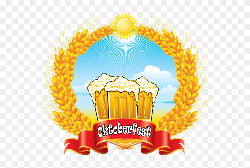 600x504 Oktoberfest Red Banner With Beer Mugs And Wheat Png Clipart - Wheat PNG