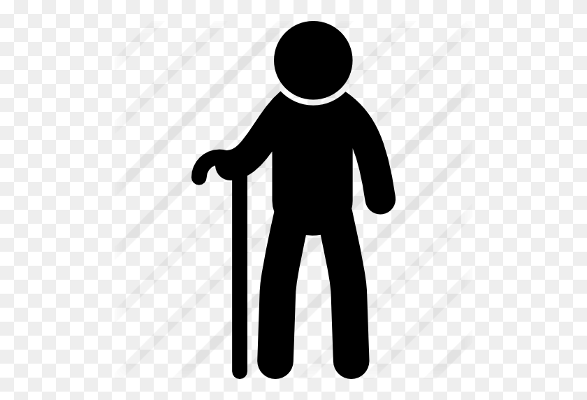 512x512 Old Man From Frontal View With A Cane - Old Man PNG