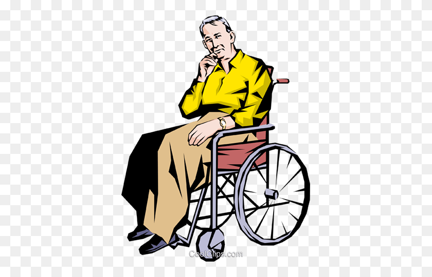 367x480 Old Man In A Wheelchair Royalty Free Vector Clip Art Illustration - Old Man Clipart