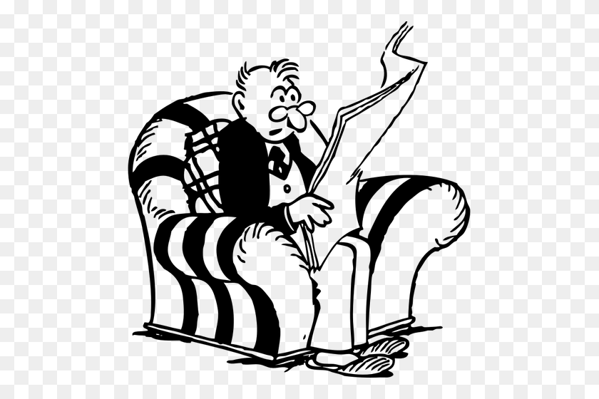 481x500 Old Man In An Armchair - Newspaper Clipart Black And White