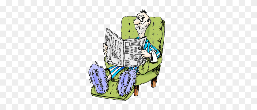 300x300 Anciano En Bata Leyendo El Periódico Sentado En Su Cómoda Silla - Clipart De Periódico De Lectura