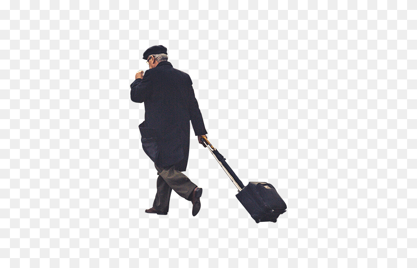 436x480 Old Man Malking Suitcase Architecture People - Old Man PNG