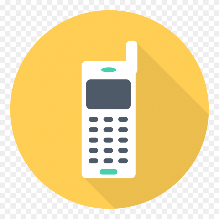 1024x1024 Старый Мобильный Значок Бесплатно Плоский Мультимедийный Набор Иконок Designbolts - Значок Сотового Телефона Png