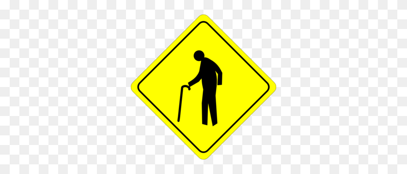 300x300 Old Person Crossing Sign Clip Art - Old Person Clipart