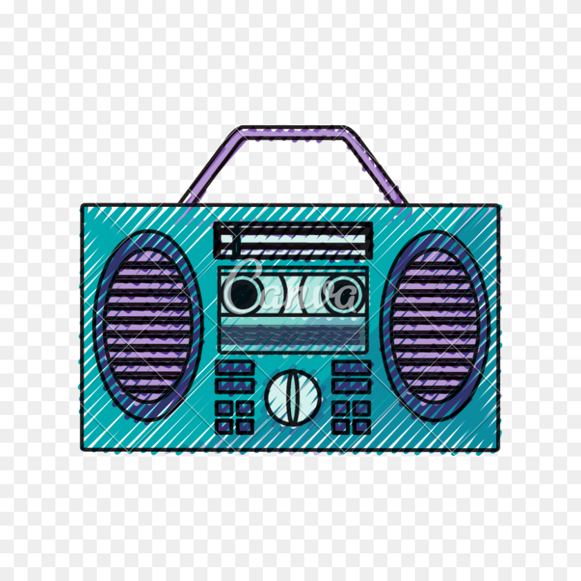 800x800 Old Radio Stereo Sketch - Old Radio PNG
