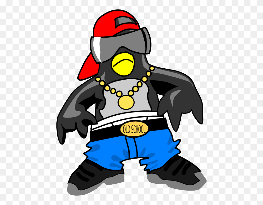 480x594 Old School Rapper Penguin Clip Art - Rapper PNG