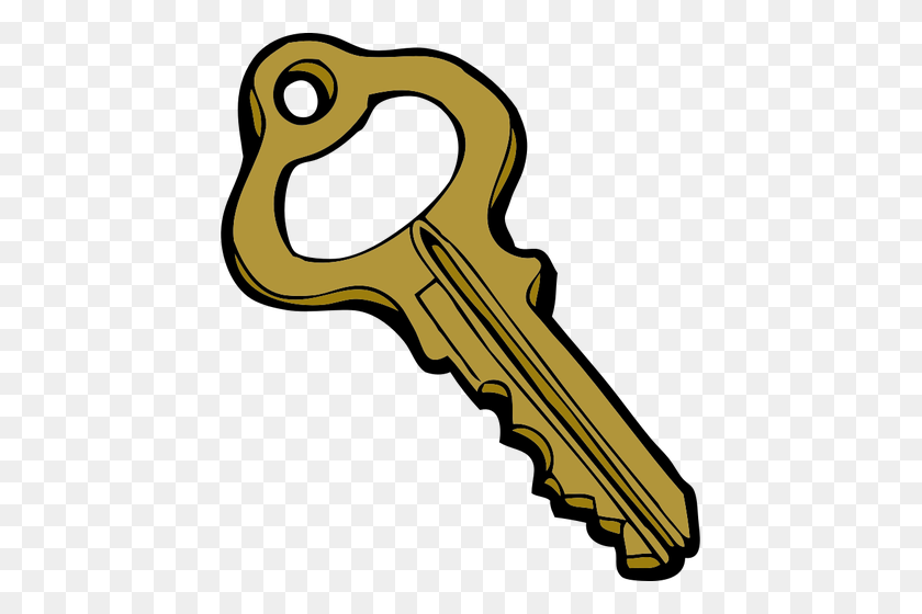 437x500 Old Style Hollow Door Key Vector Image - Door Lock Clipart