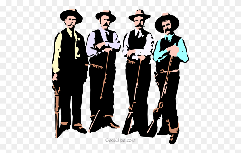 480x472 Old West Gun Fighters Royalty Free Vector Clip Art Illustration - Wild West Clipart